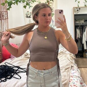 Zara ribbed high neck crop top